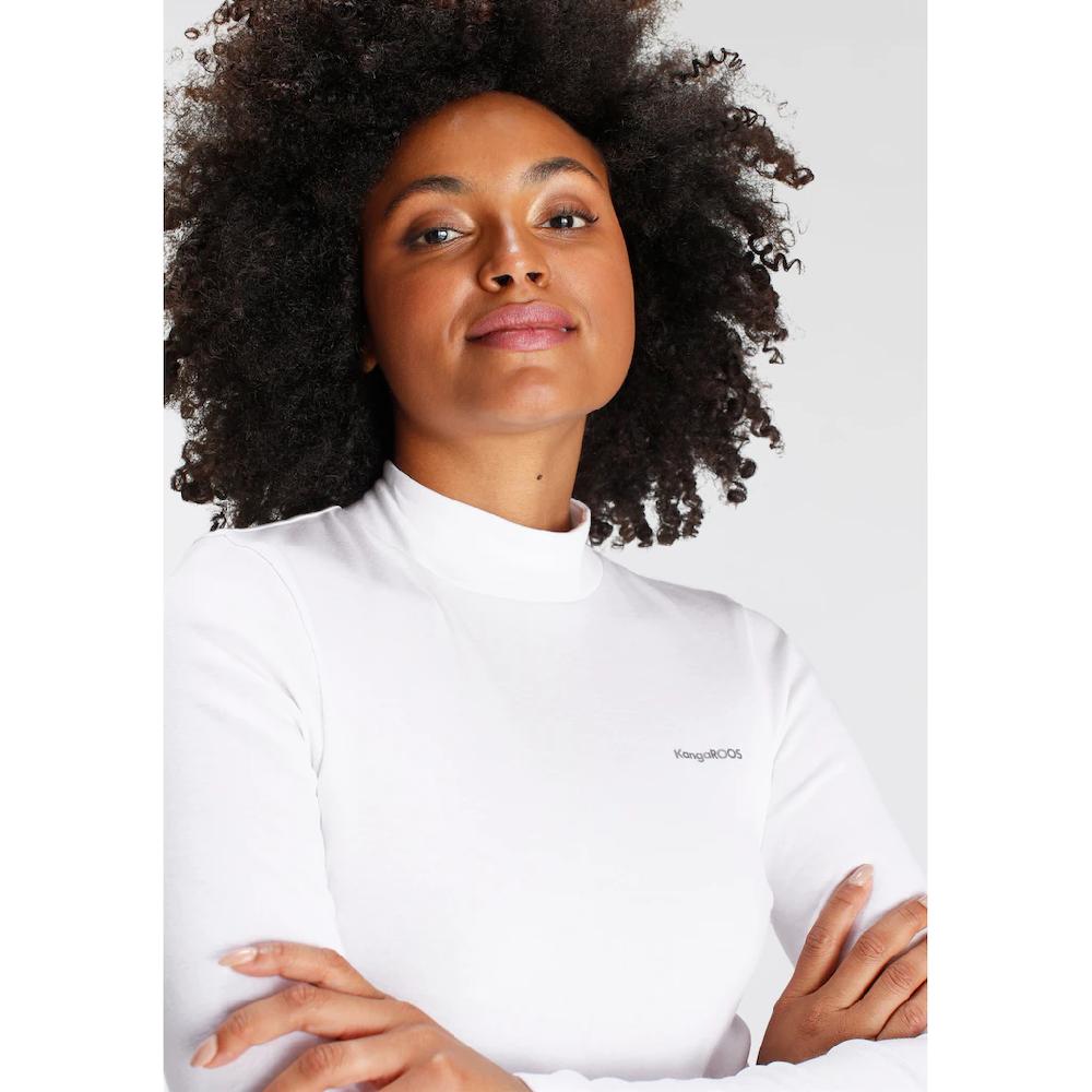 KangaROOS Longsleeve Langarm Sehr Figurbetont Unifarben Stehkragen