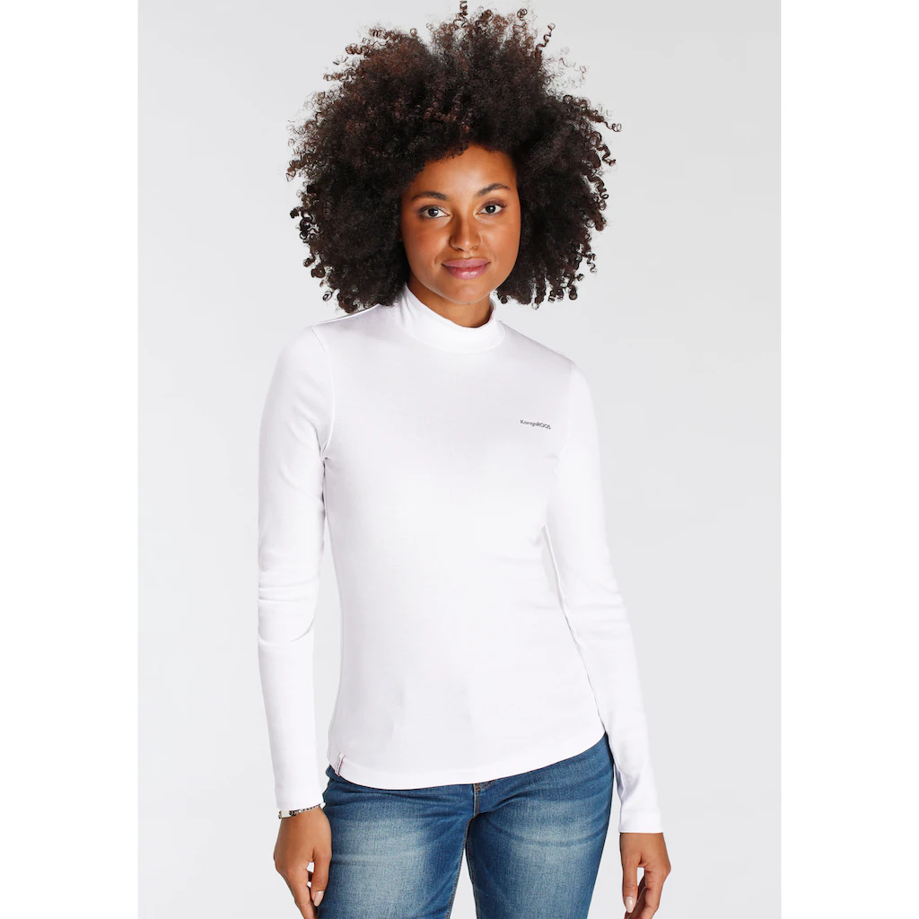 KangaROOS Longsleeve Langarm sehr figurbetont unifarben Stehkragen