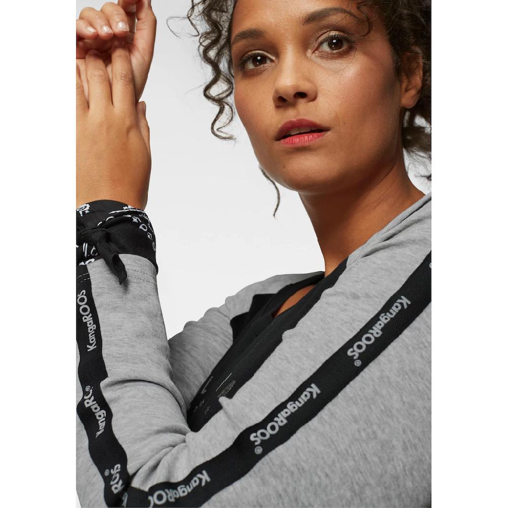 KangaROOS Longsleeve Langarm Sehr Figurbetonte Passform Mit Glänzendem Metallic-Druck