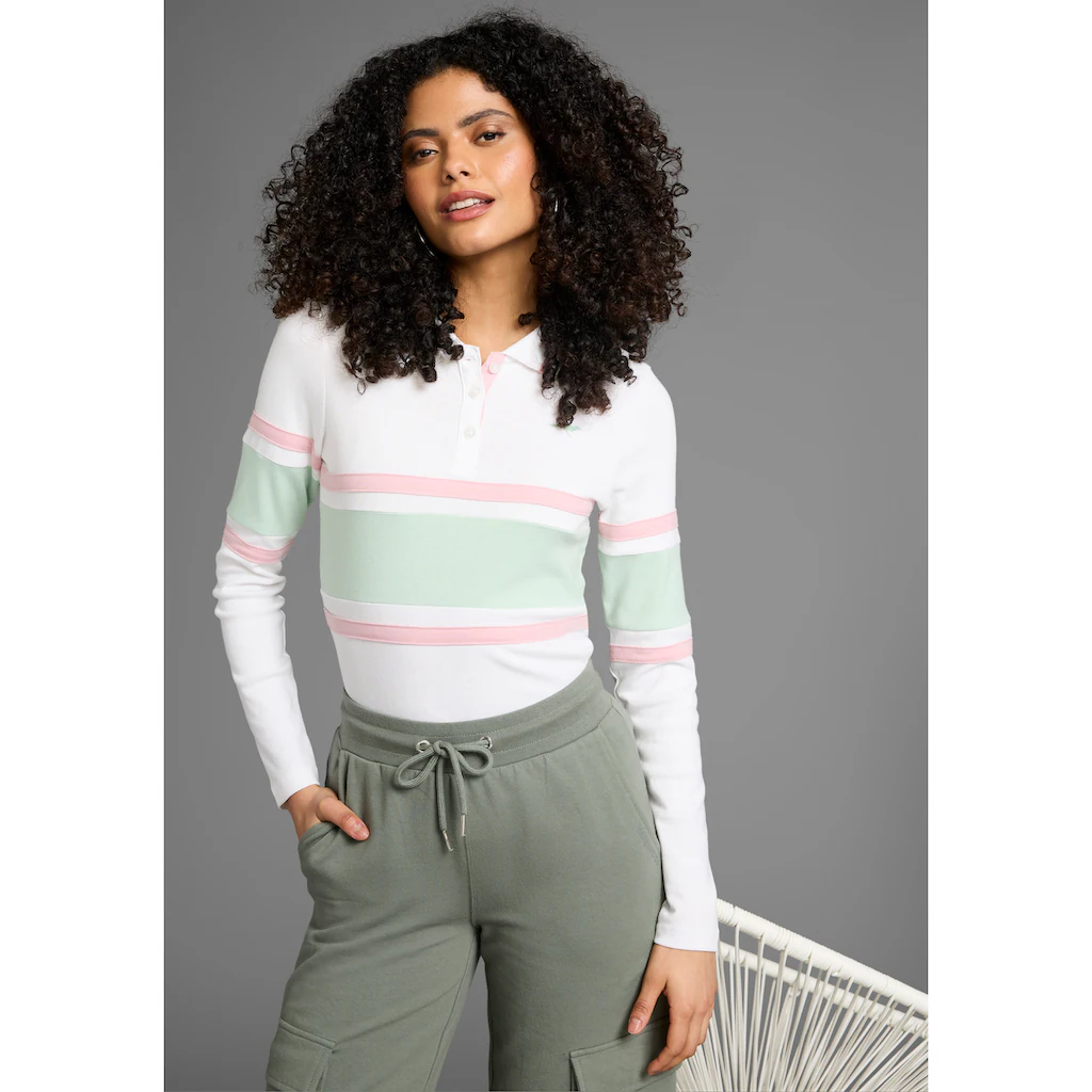 KangaROOS Poloshirt Langarm Und Streifen