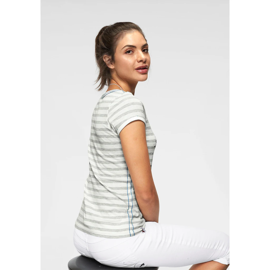 KangaROOS Print-Shirt Kurzarm Figurbetonter Schnitt Mit Metallic-Print