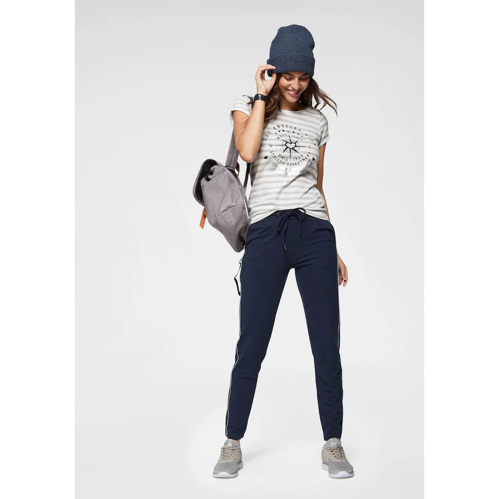 KangaROOS Print-Shirt Kurzarm Figurbetonter Schnitt Mit Metallic-Print