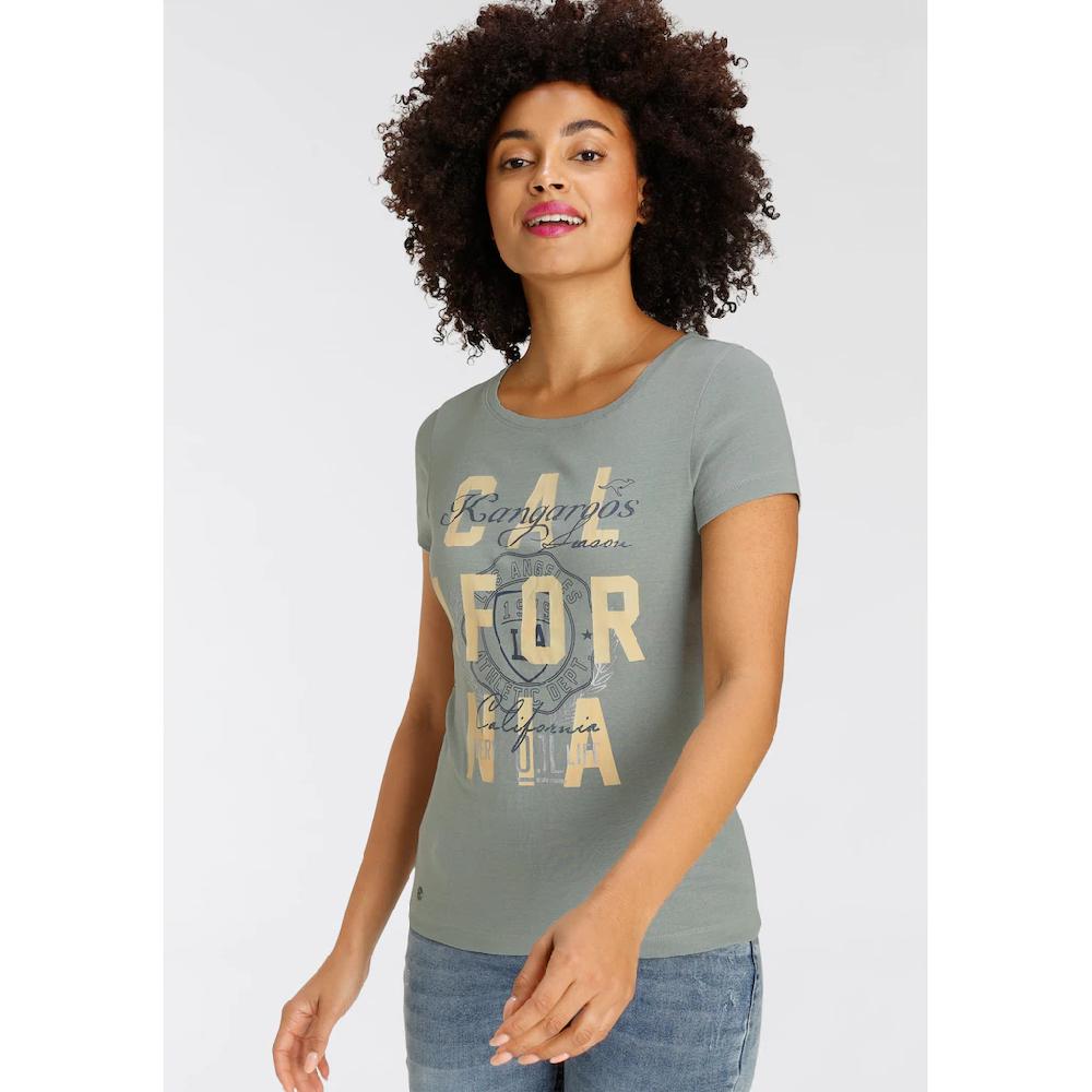 KangaROOS Print-Shirt Kurzarm Sehr Figurbetonter Schnitt Mit Trendigem Logodruck