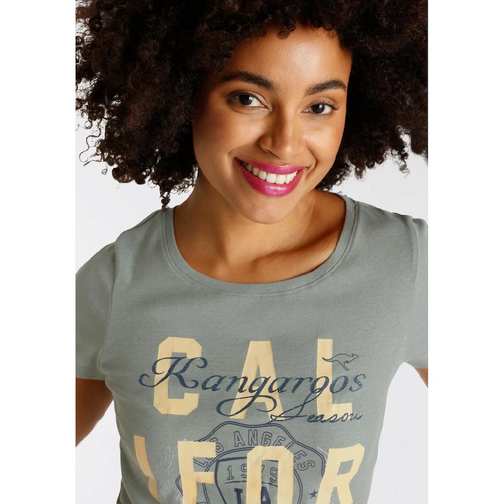 KangaROOS Print-Shirt Kurzarm Sehr Figurbetonter Schnitt Mit Trendigem Logodruck