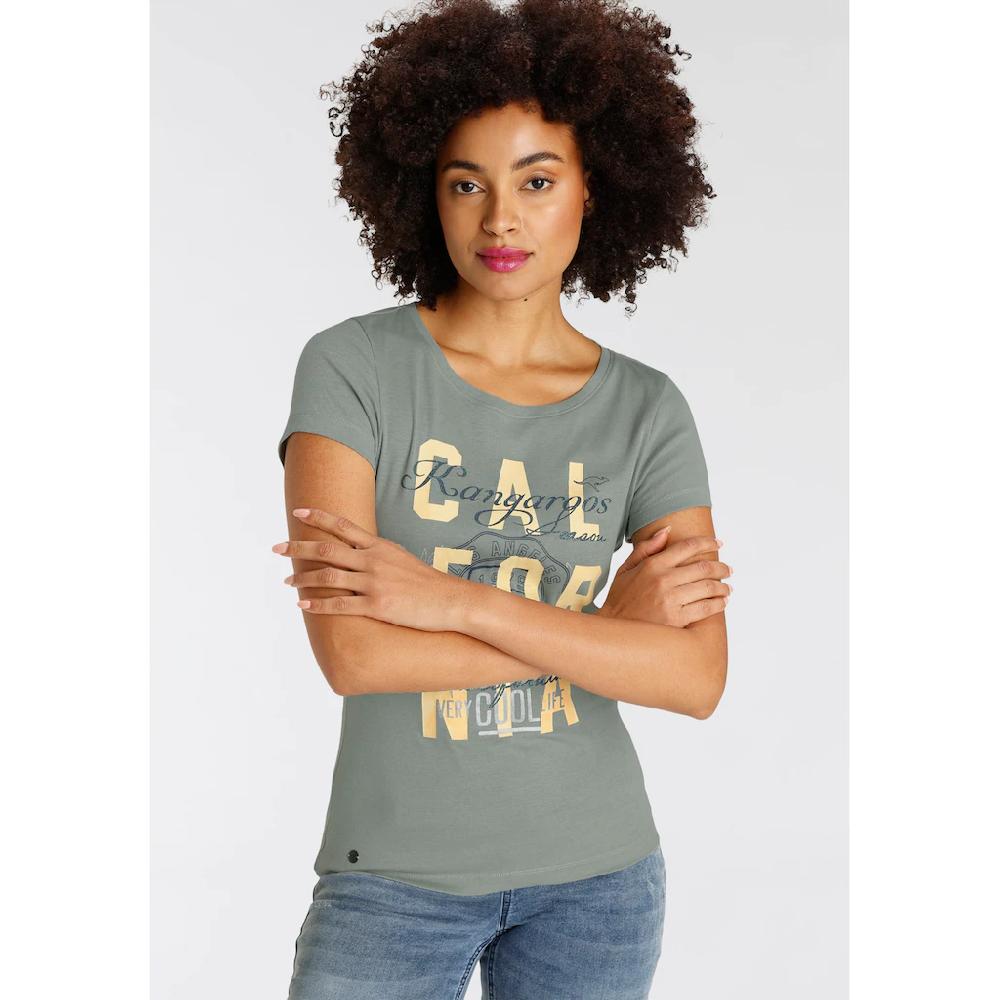 KangaROOS Print-Shirt Kurzarm sehr figurbetonter Schnitt mit trendigem Logodruck