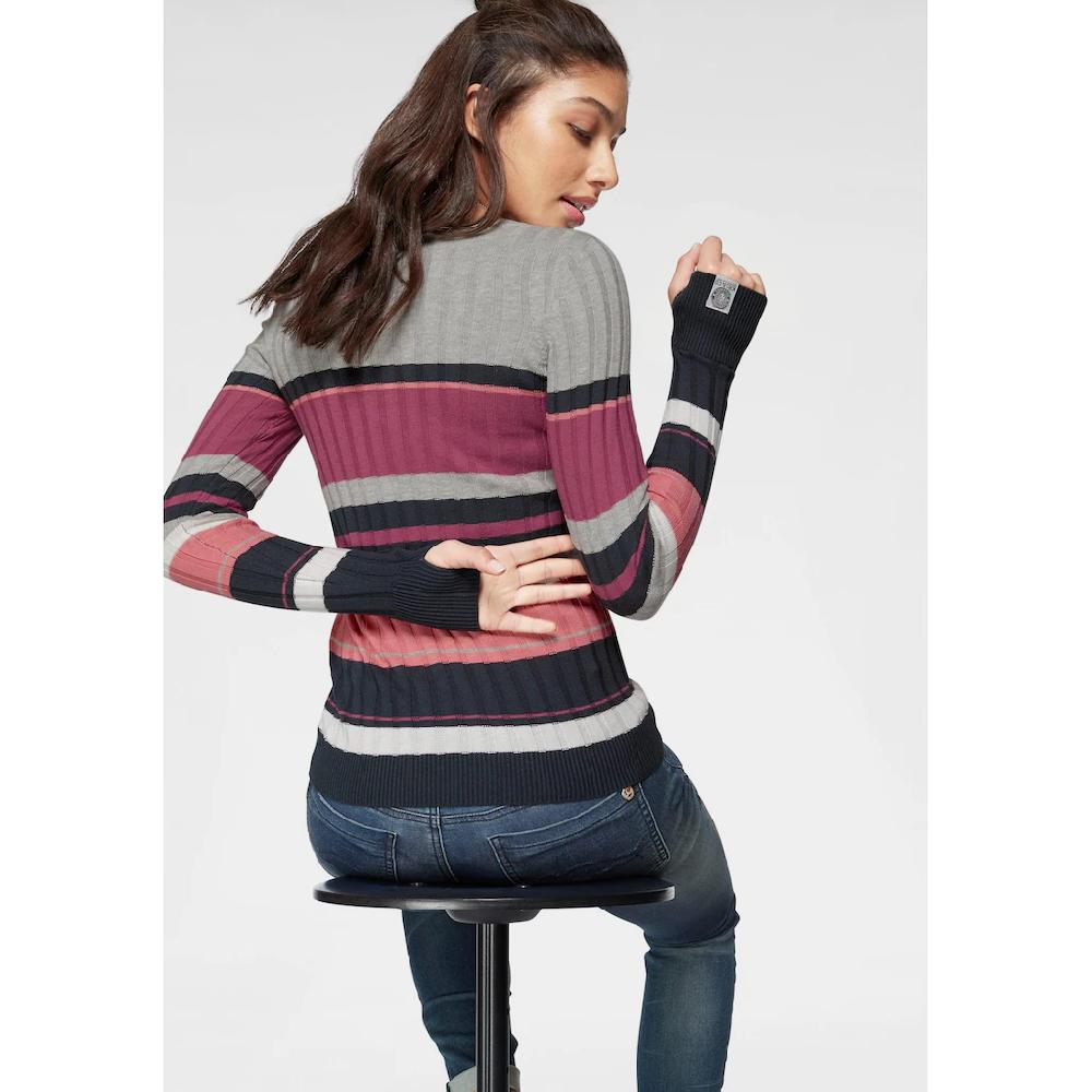 KangaROOS Rundhalspullover Im Sportivem Streifen-Design