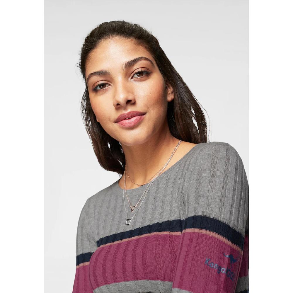 KangaROOS Rundhalspullover Im Sportivem Streifen-Design