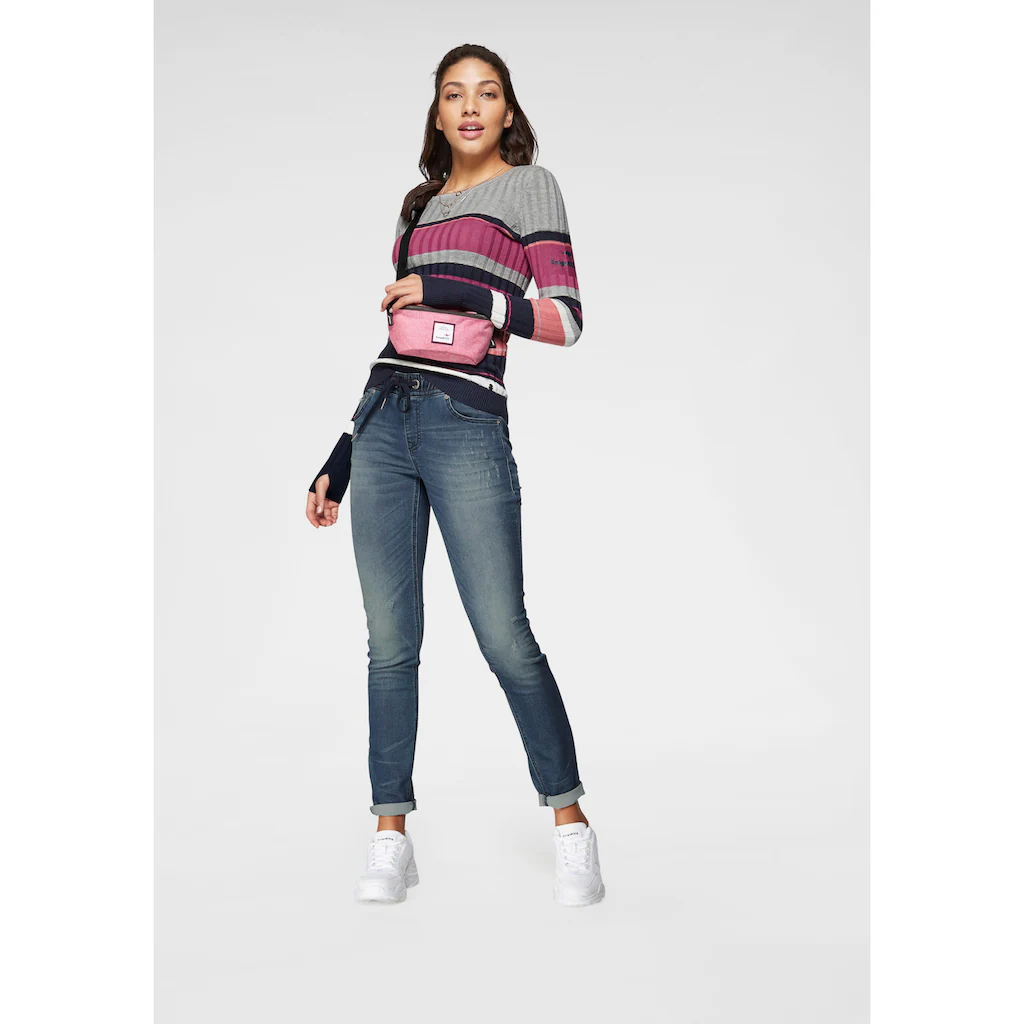 KangaROOS Rundhalspullover Im Sportivem Streifen-Design