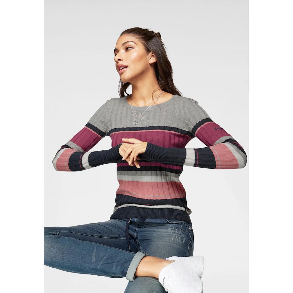 KangaROOS Rundhalspullover im sportivem Streifen-Design