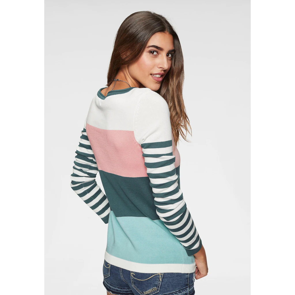 KangaROOS Rundhalspullover In Modischer Streifenoptik