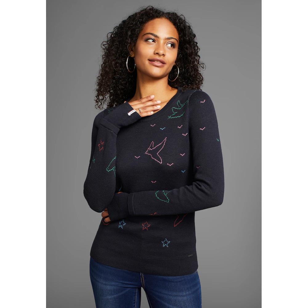 KangaROOS Rundhalspullover mit gestrickten Motiven