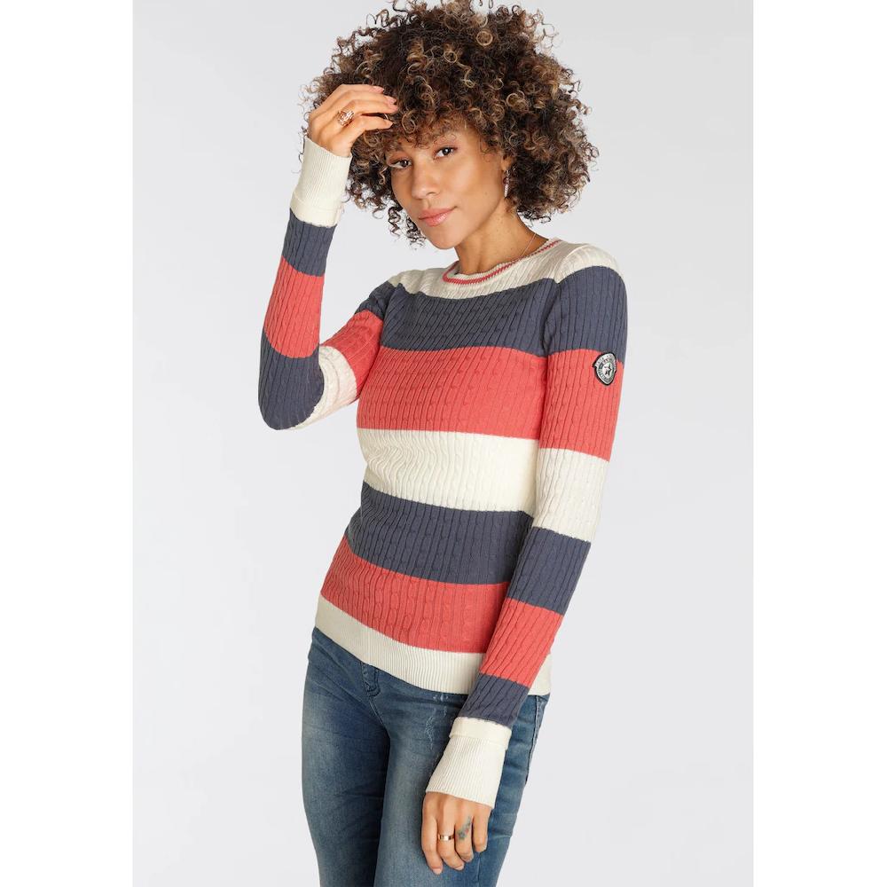 KangaROOS Rundhalspullover Mit Modischen Blockstreifen & Trendigem Strickmuster