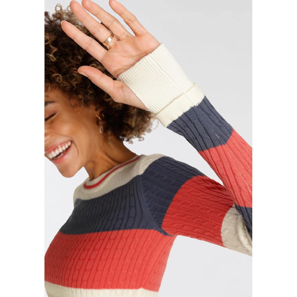 KangaROOS Rundhalspullover Mit Modischen Blockstreifen & Trendigem Strickmuster