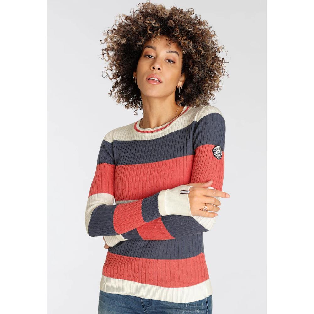 KangaROOS Rundhalspullover mit modischen Blockstreifen & trendigem Strickmuster