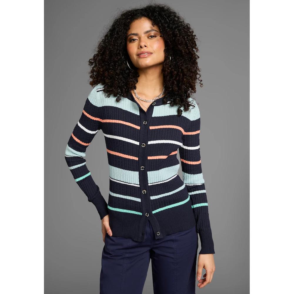 KangaROOS Strickjacke Mit Zopfmuster Und Streifen