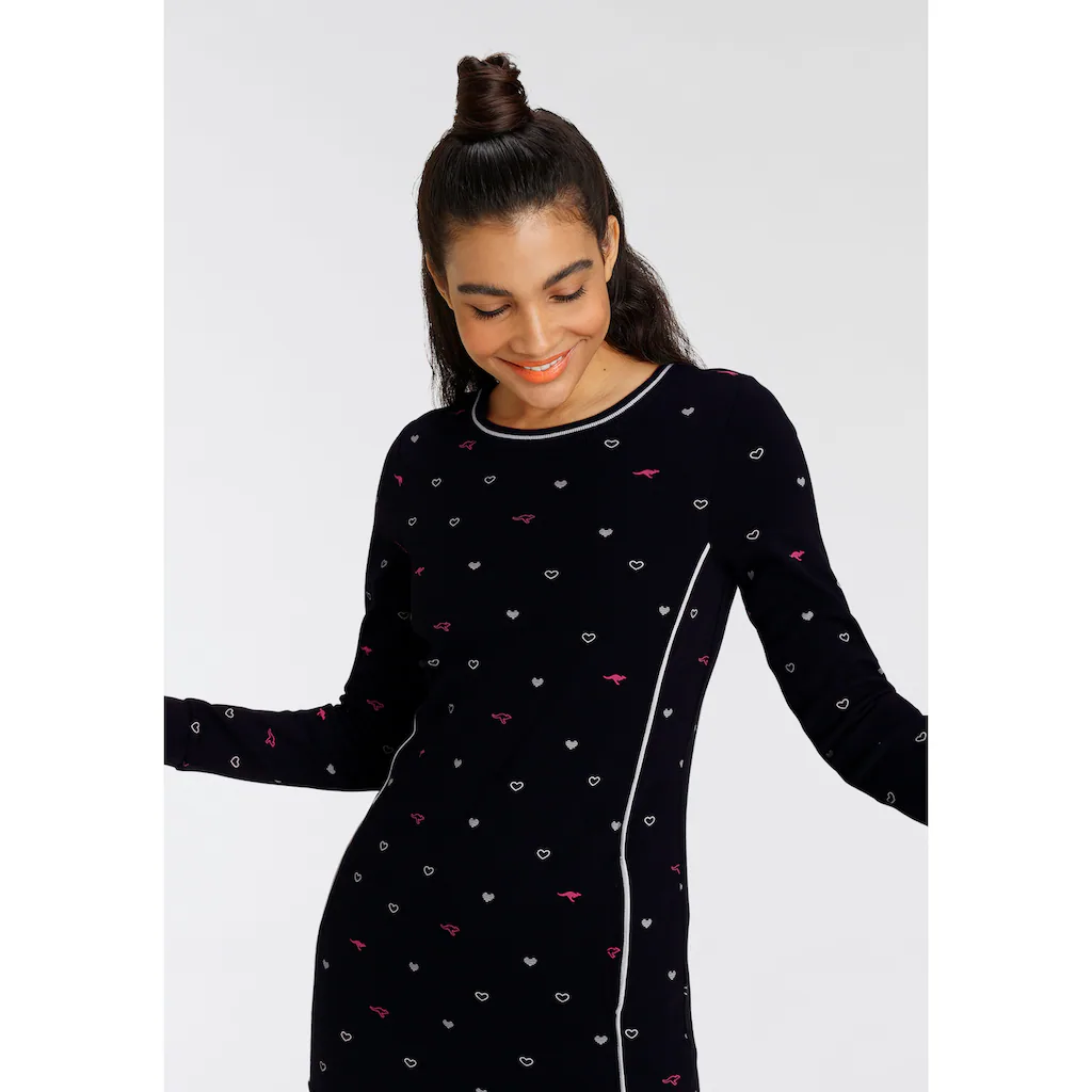 KangaROOS Sweater Langarm Figurbetont Aus Interlock-Baumwolle Mit Nahttaschen