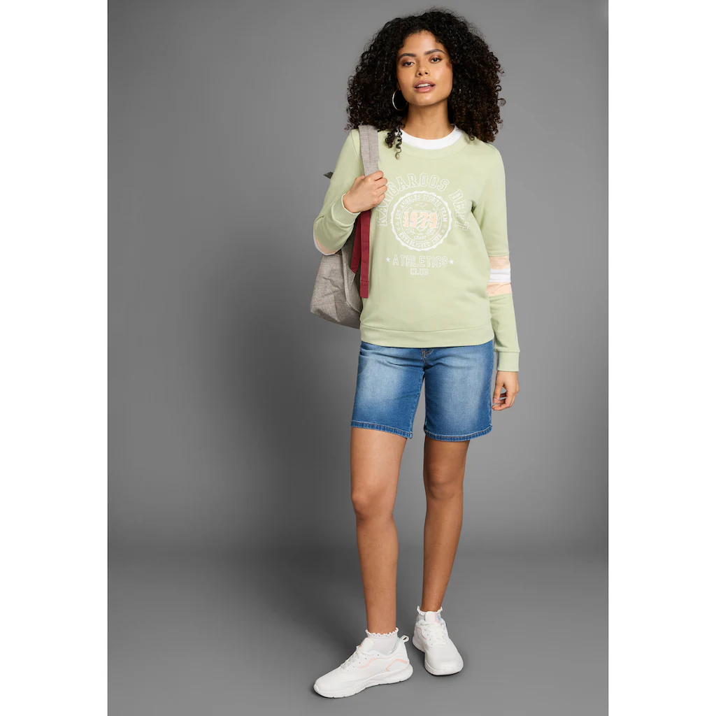 KangaROOS Sweatshirt Langarm Figurumschmeichelnde Passform Bedruckte Optik