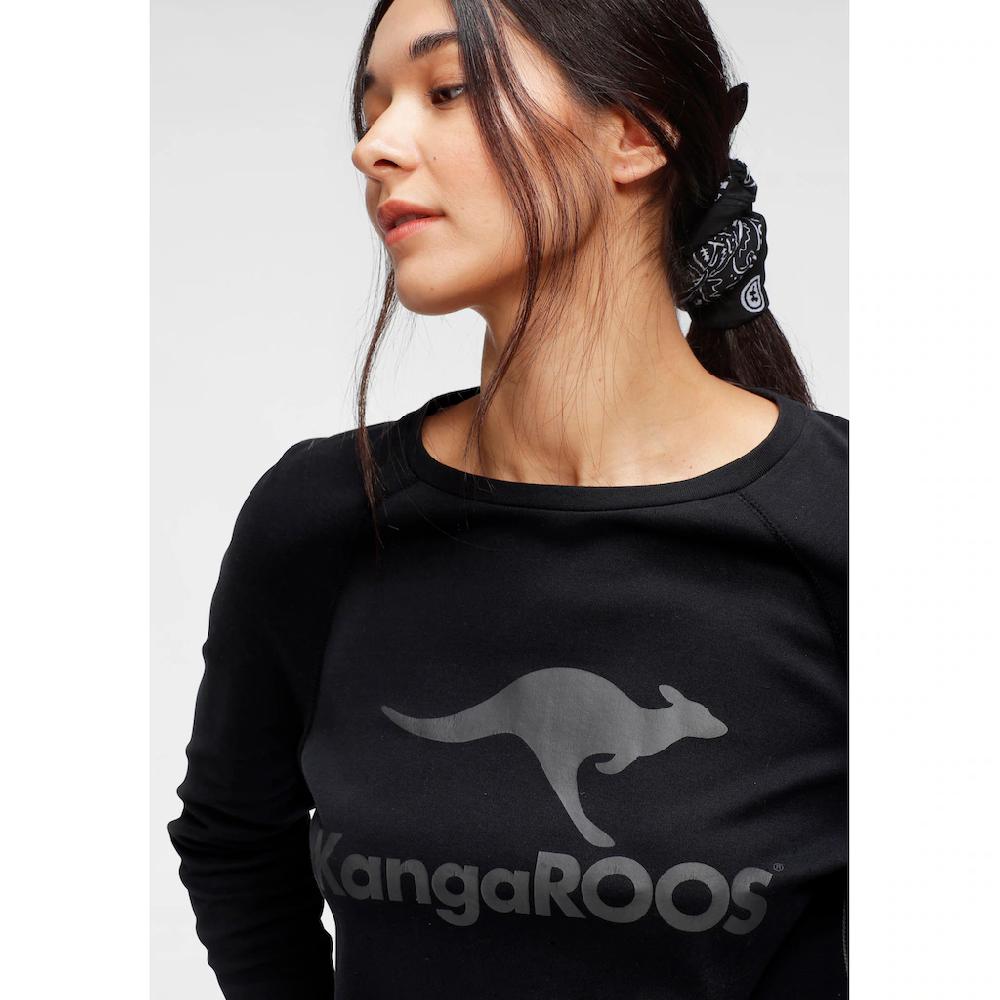KangaROOS Sweatshirt Langarm Figurumspielender Schnitt Mit Print Rundhalsausschnitt