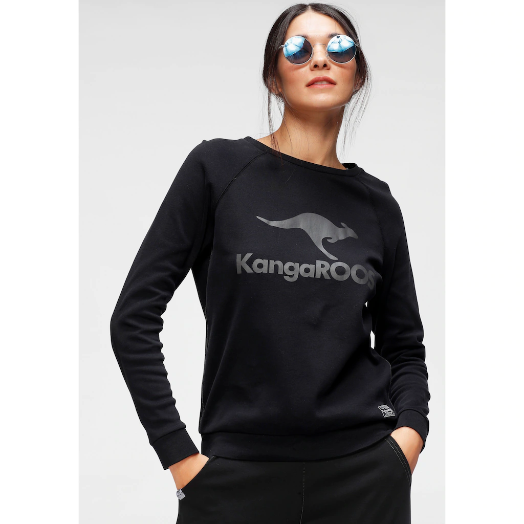 KangaROOS Sweatshirt Langarm figurumspielender Schnitt mit Print Rundhalsausschnitt