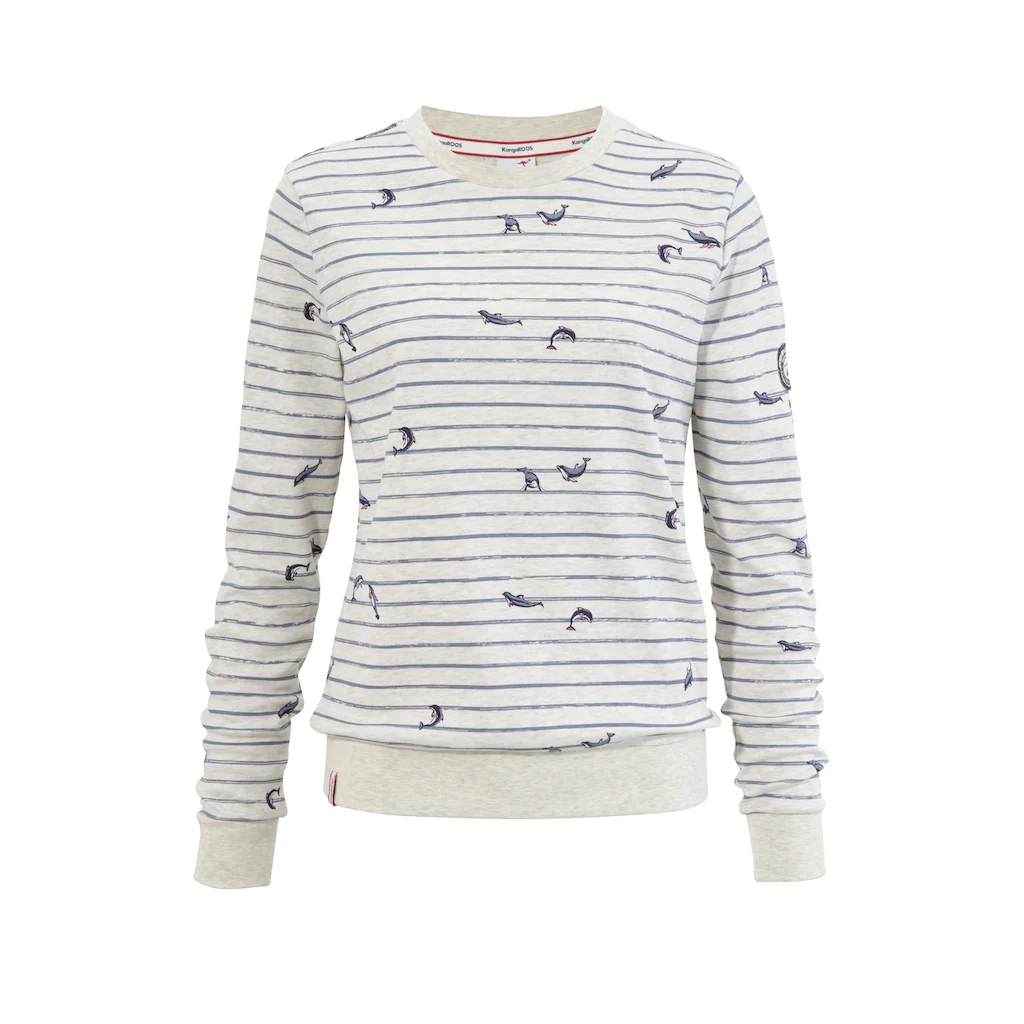 KangaROOS Sweatshirt Langarm Figurumspielender Schnitt Rundhalsausschnitt