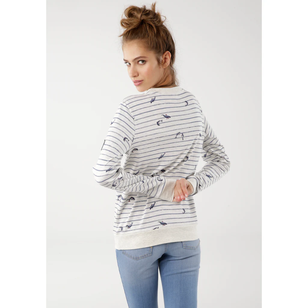 KangaROOS Sweatshirt Langarm Figurumspielender Schnitt Rundhalsausschnitt