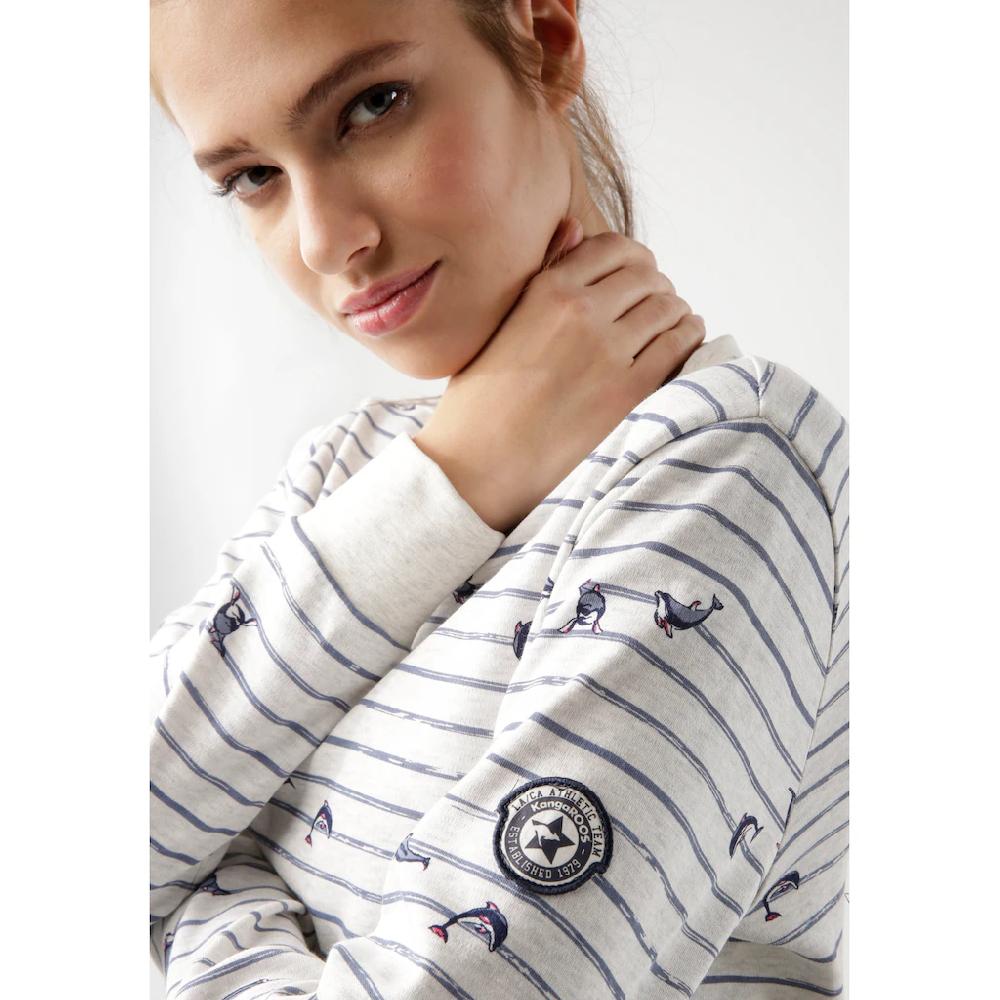 KangaROOS Sweatshirt Langarm Figurumspielender Schnitt Rundhalsausschnitt