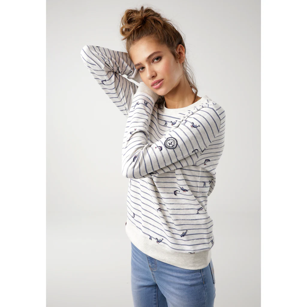KangaROOS Sweatshirt Langarm figurumspielender Schnitt Rundhalsausschnitt