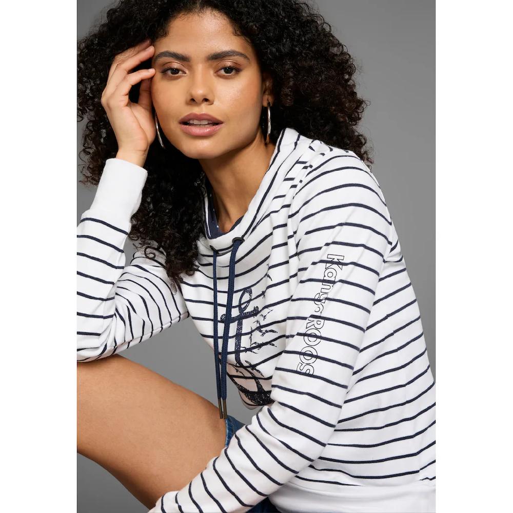 KangaROOS Sweatshirt Langarm Mit Daumenlöchern Figurbetont Stehkragen Mit Kordelzug