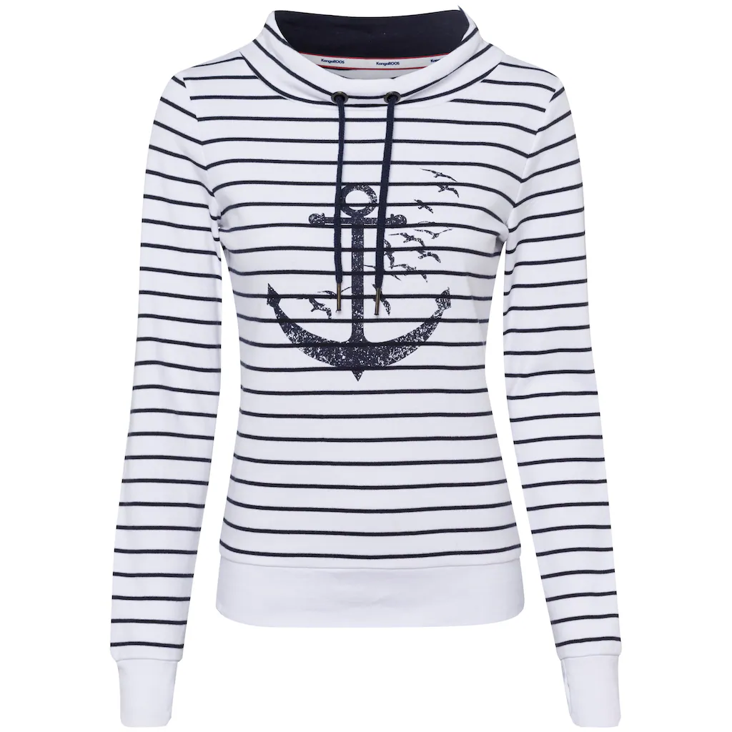 KangaROOS Sweatshirt Langarm Mit Daumenlöchern Figurbetont Stehkragen Mit Kordelzug