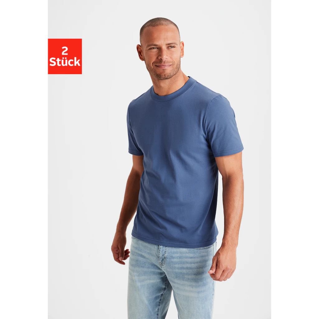 KangaROOS T-Shirt (2er-Pack) Freizeitshirt Mit Kurzarm Rundhals Aus Reine Baumwolle