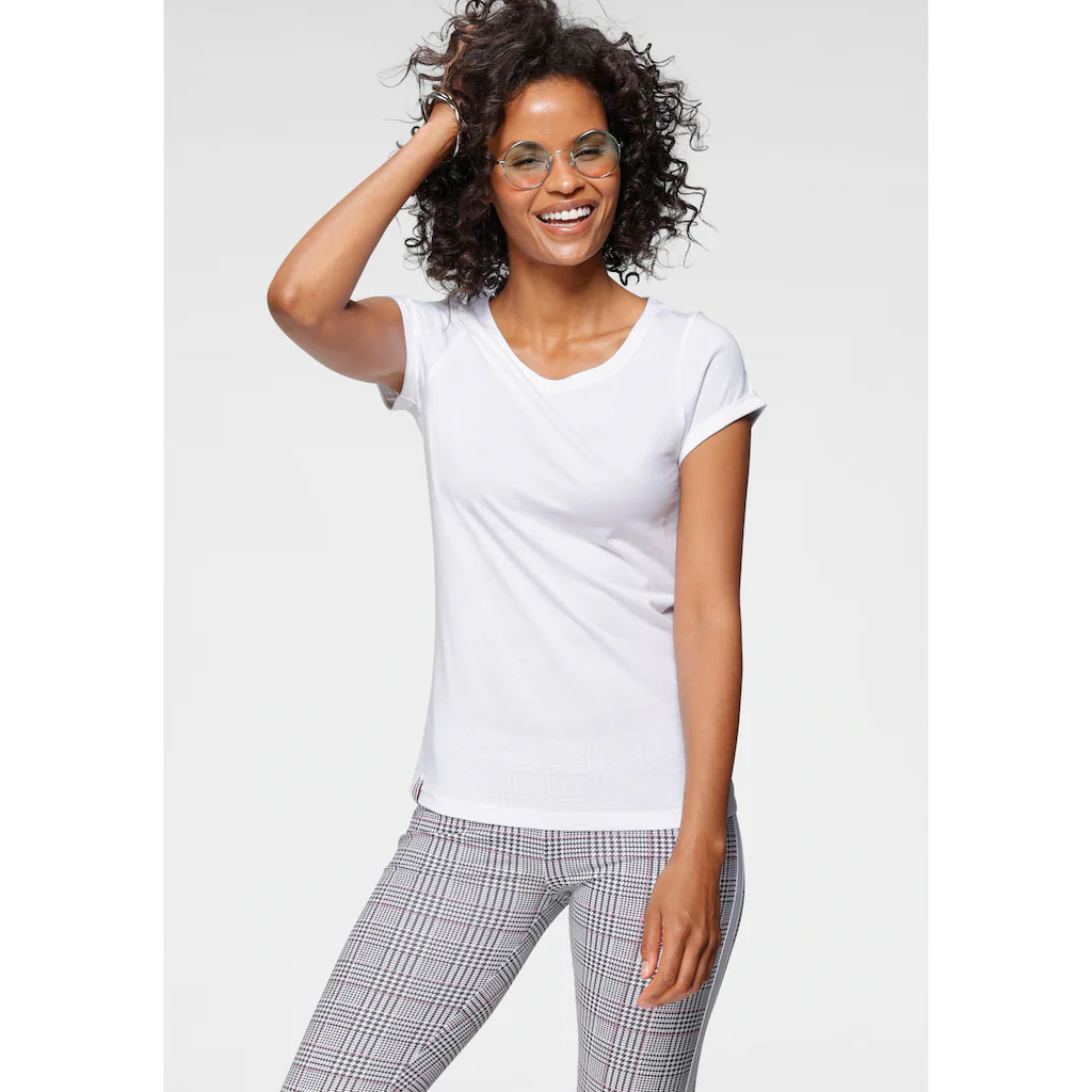 KangaROOS T-Shirt Kurzarm figurbetonte Passform aus Single Jersey