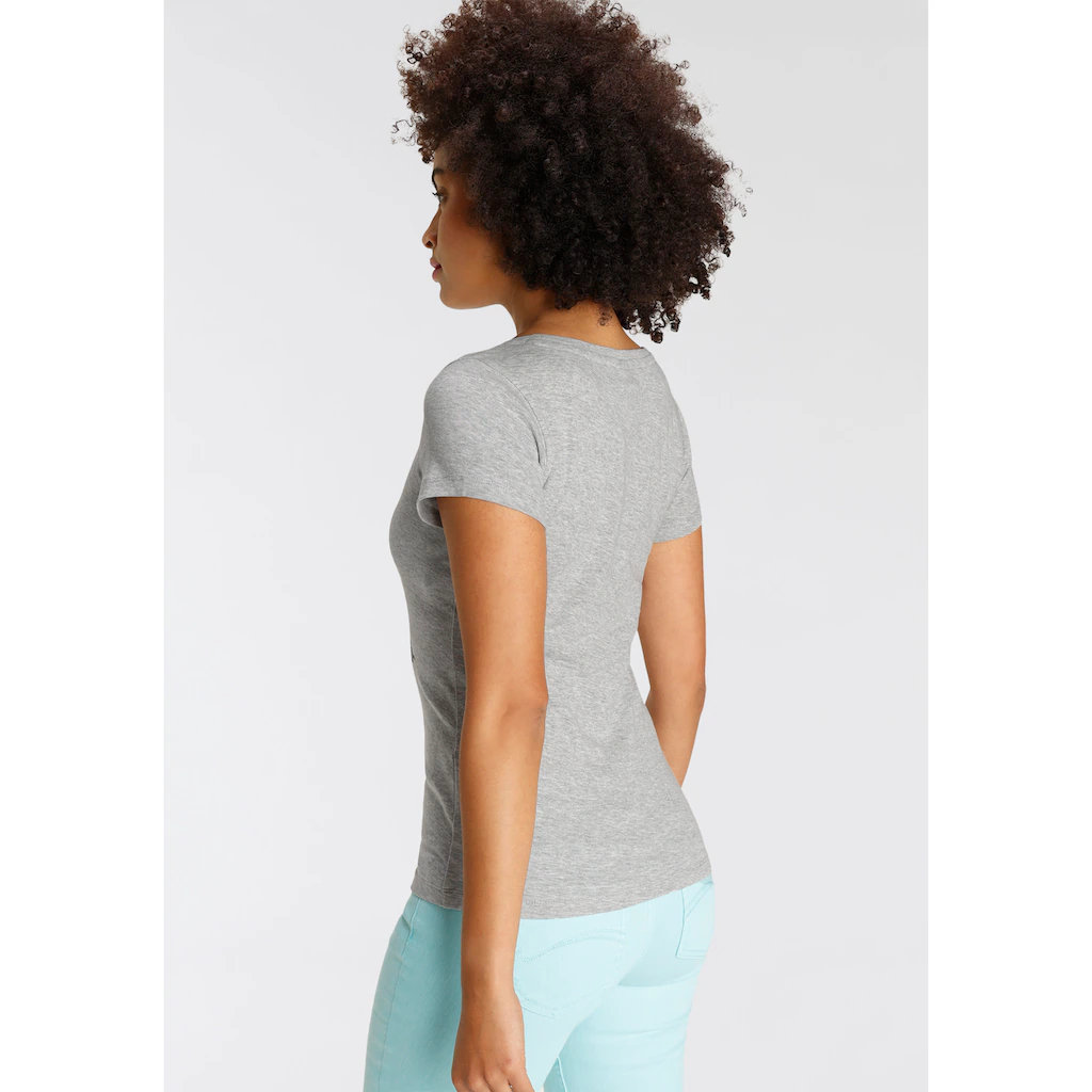 KangaROOS T-Shirt Kurzarm Körpernahe Passform Aus Rippware