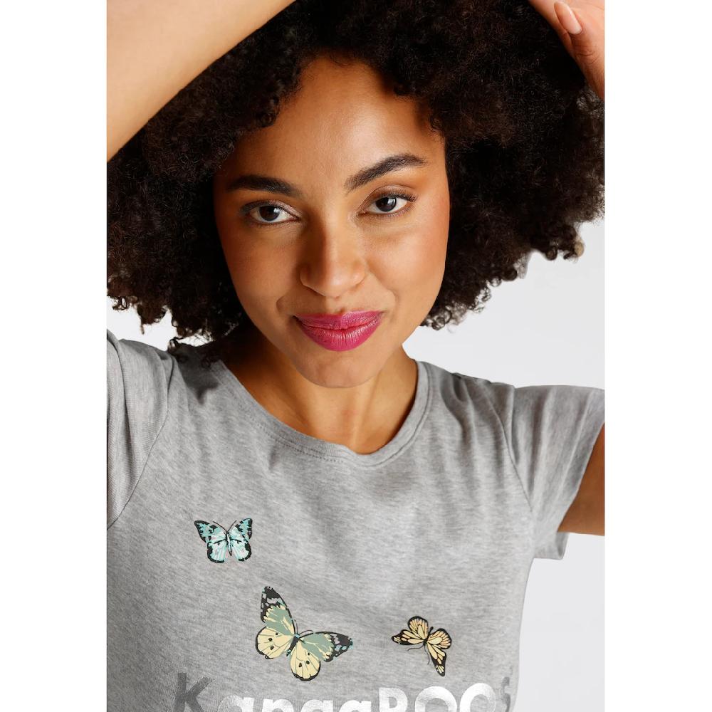 KangaROOS T-Shirt Kurzarm Körpernahe Passform Aus Rippware