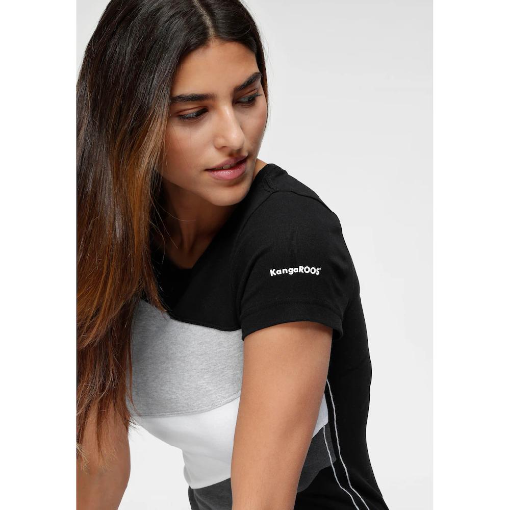 KangaROOS T-Shirt Kurzarm Sehr Figurbetont Colourblocking-Optik