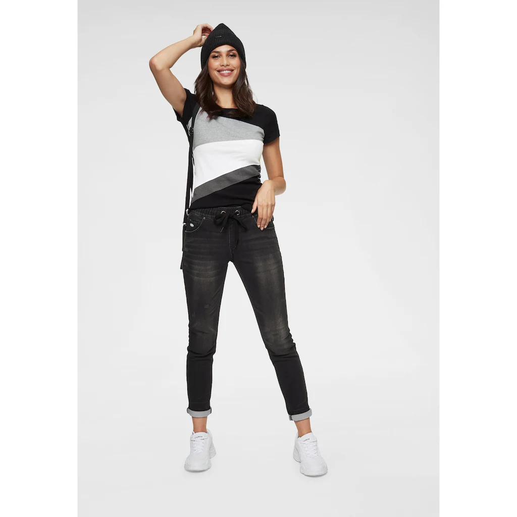 KangaROOS T-Shirt Kurzarm Sehr Figurbetont Colourblocking-Optik