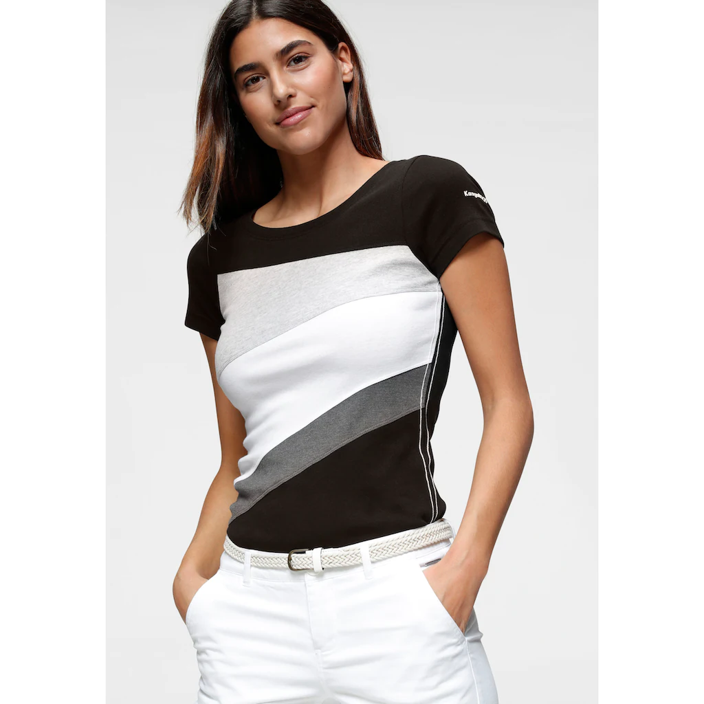 KangaROOS T-Shirt Kurzarm sehr figurbetont Colourblocking-Optik