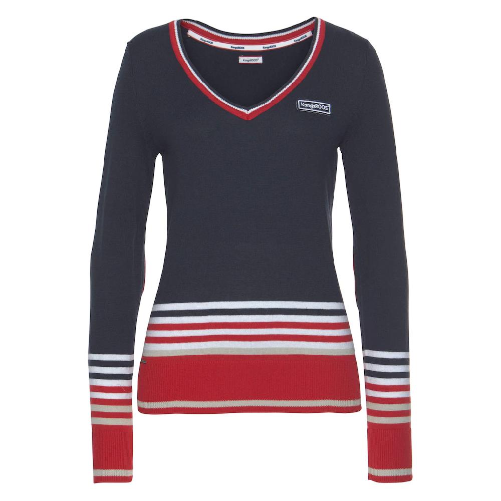 KangaROOS V-Ausschnitt-Pullover Im Tollen Streifen-Farb-Mix