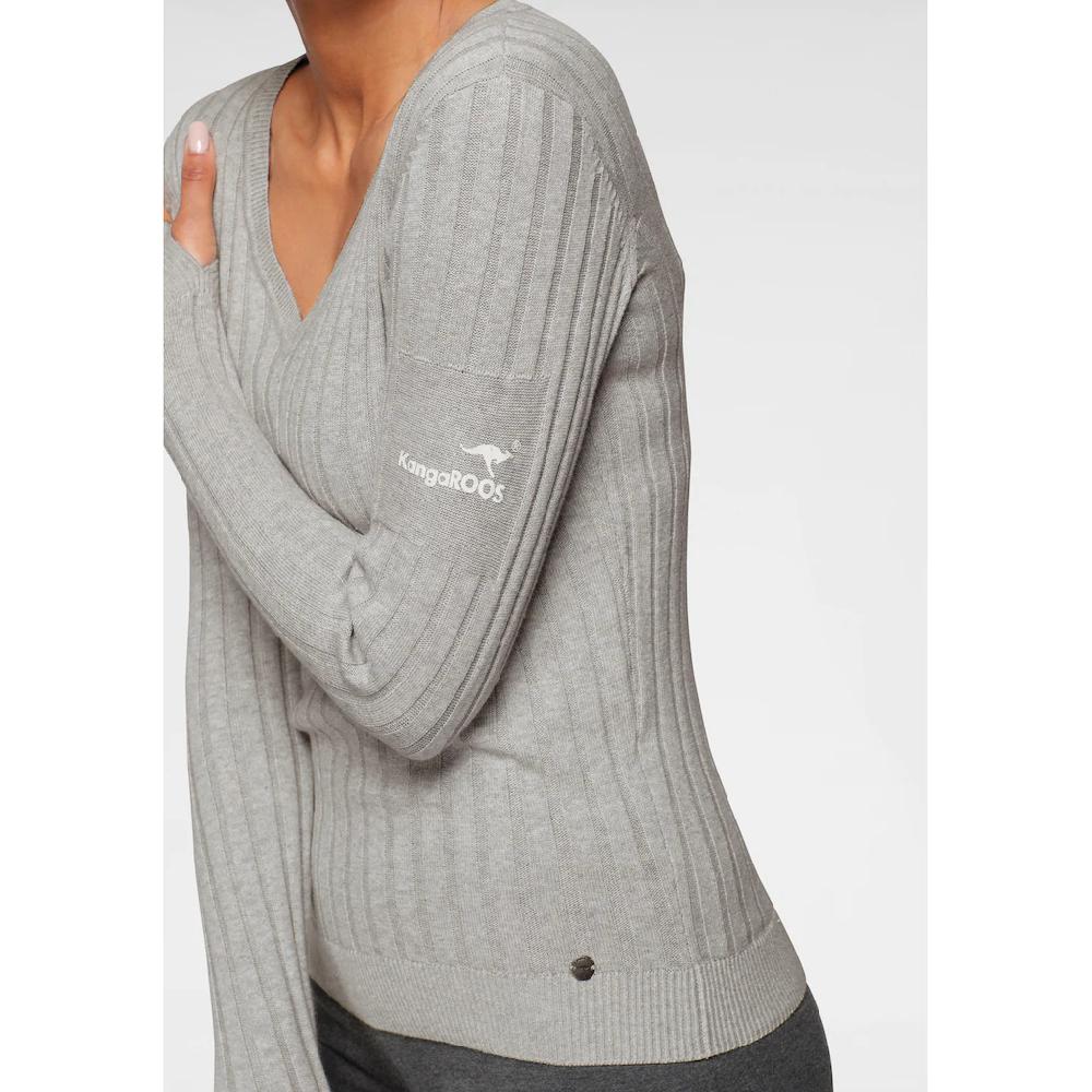 KangaROOS V-Ausschnitt-Pullover In Breit Geripptem Feinstrick