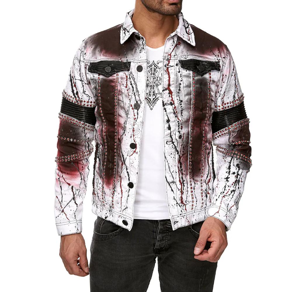 KINGZ Jeansjacke Mit Extravagantem Print Und Nieten ▷ Für