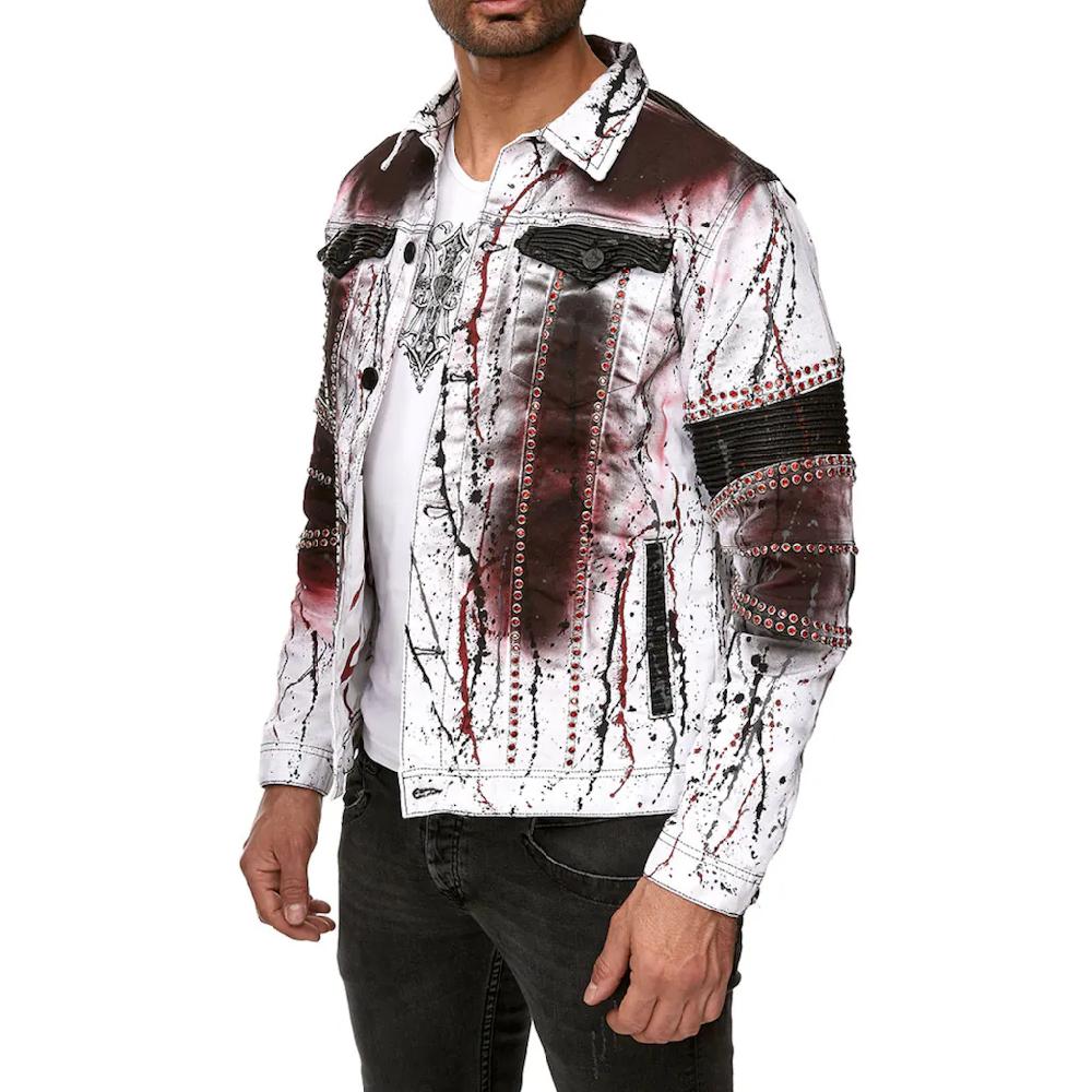 KINGZ Jeansjacke Mit Extravagantem Print Und Nieten ▷ Für