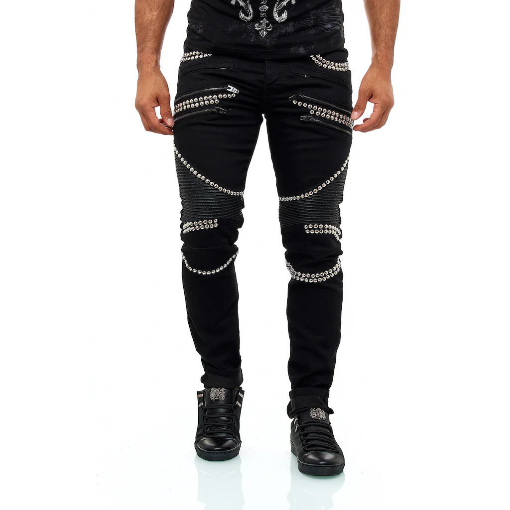KINGZ Slim-fit-Jeans Im Patchwork Biker-Stil ▷ Bestellen