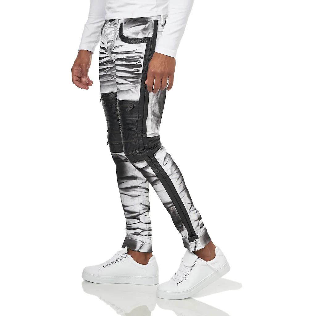 KINGZ Slim-fit-Jeans mit auffälliger Batik-Waschung ▷ für