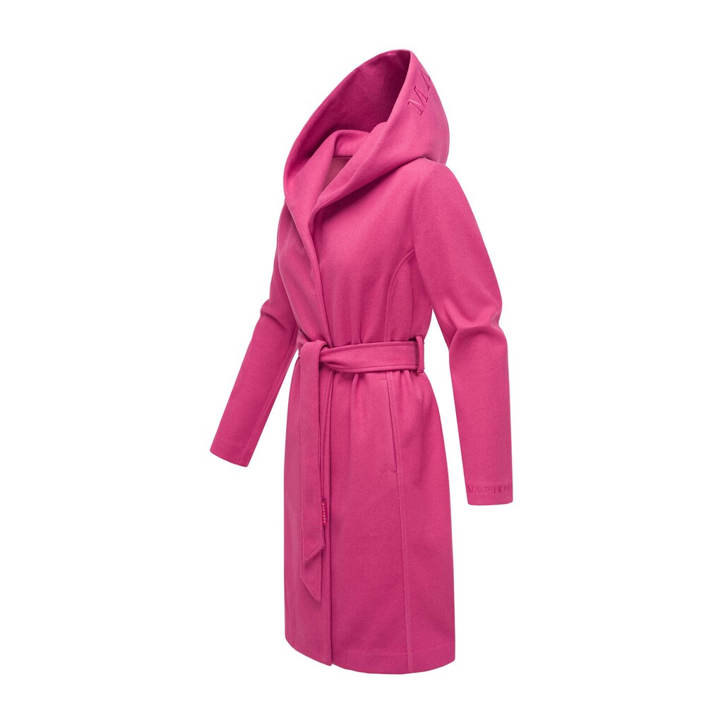 Kurzmantel »Kailii« Eleganter Wickel Mantel Mit Taillengürtel Und Oversized Hood Kapuze