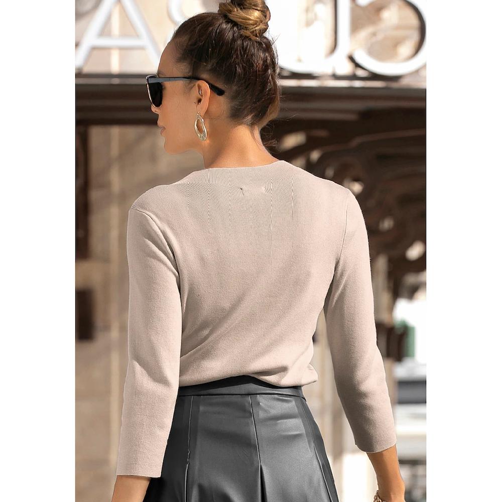 LASCANA 3/4 Arm-Pullover In Leichter Strickqualität Figurbetonter Strickpullover Basic