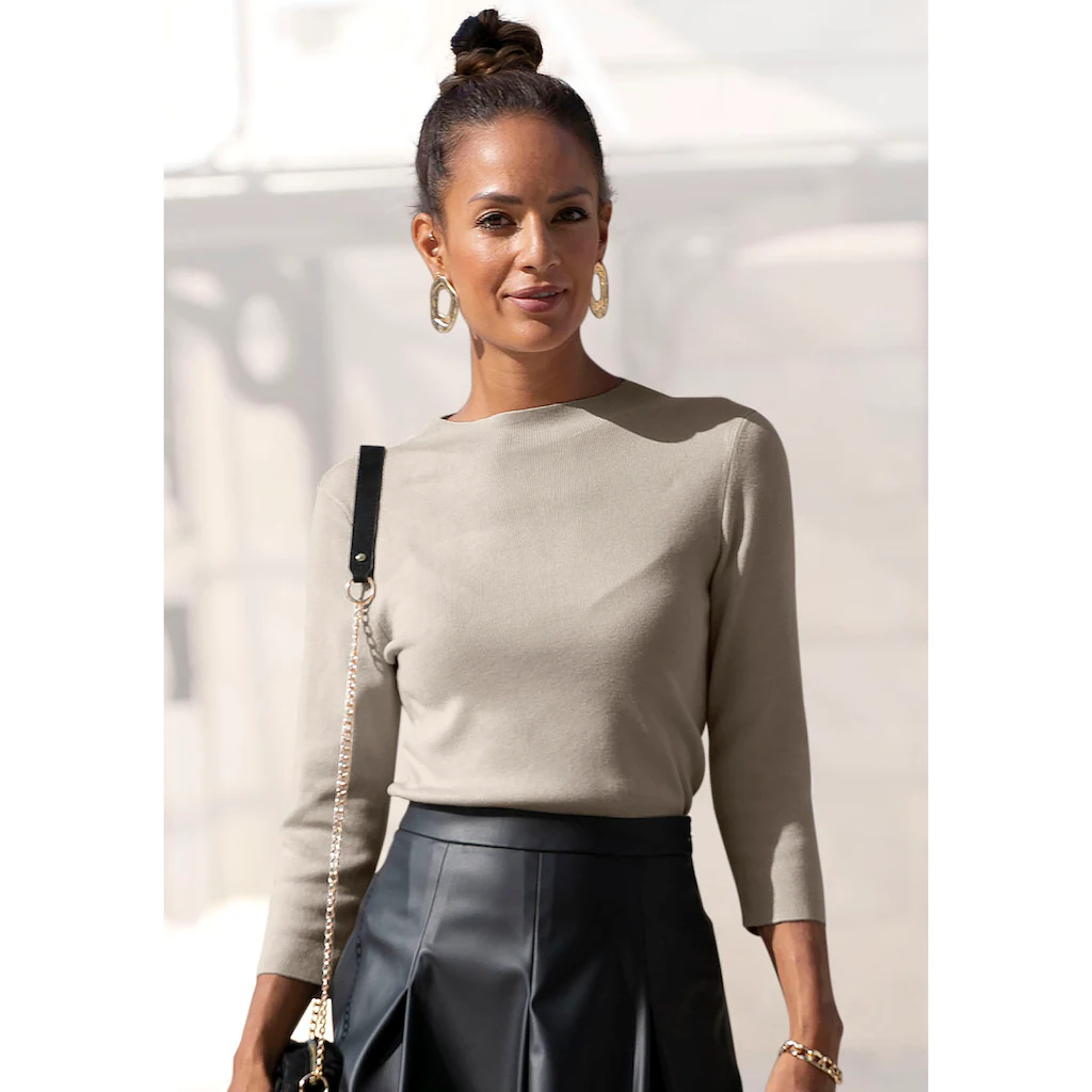 LASCANA 3/4 Arm-Pullover in leichter Strickqualität figurbetonter Strickpullover Basic
