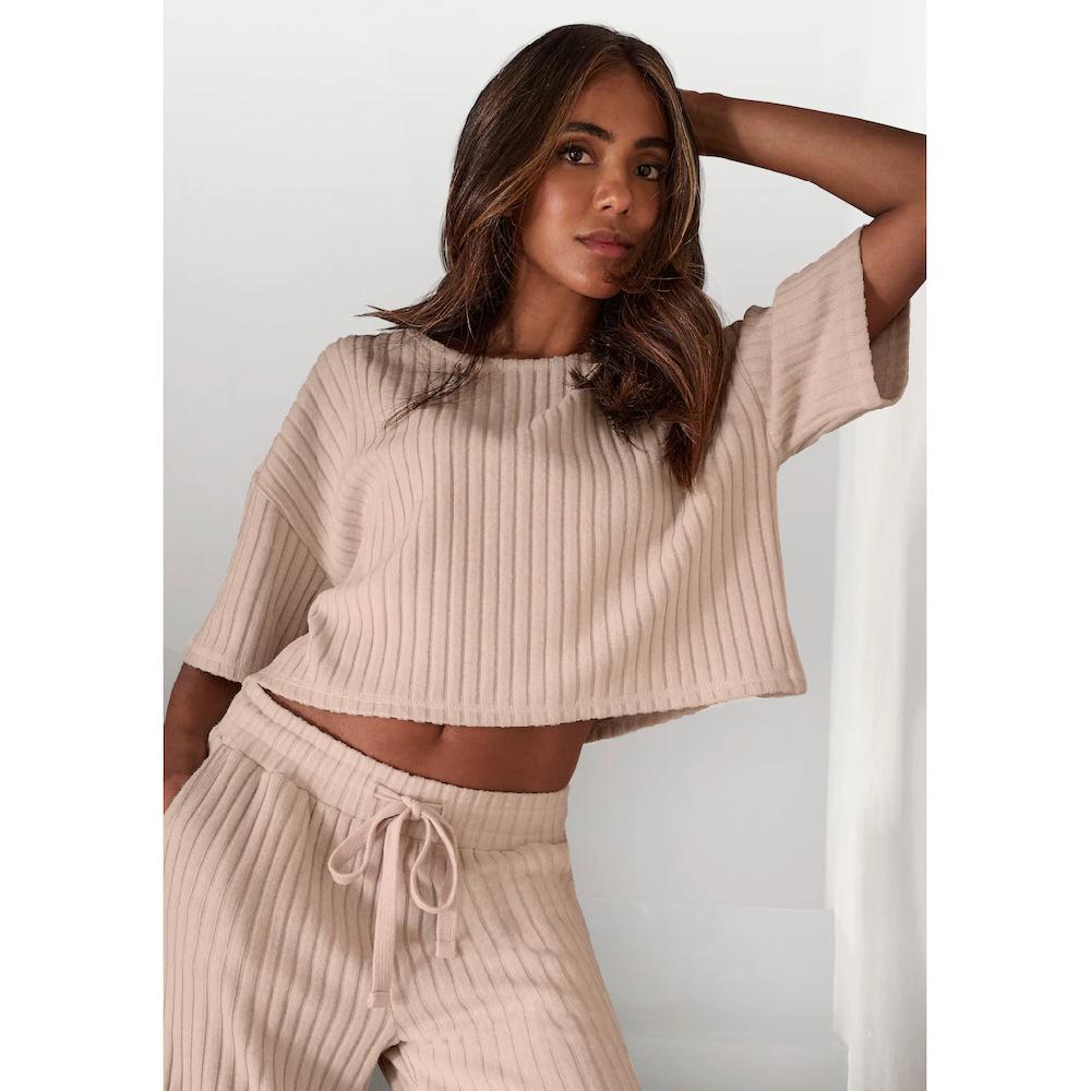 LASCANA 3/4-Arm-Shirt Lounge-/Strickshirt aus weichem Strick Loungewear