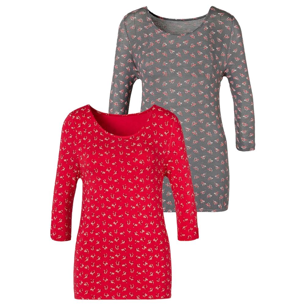 LASCANA 3/4-Arm-Shirt »mit kleinem Cut-Out am Ärmelsaum« (2er-Pack) aus weichem Viskose-Stretch