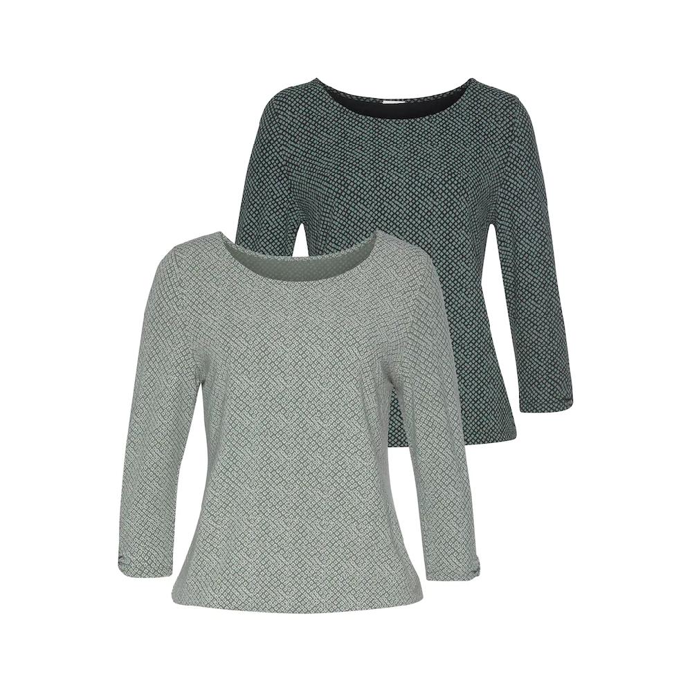 LASCANA 3/4-Arm-Shirt »mit kleinem Cut-Out am Ärmelsaum« (2er-Pack) aus weichem Viskose-Stretch