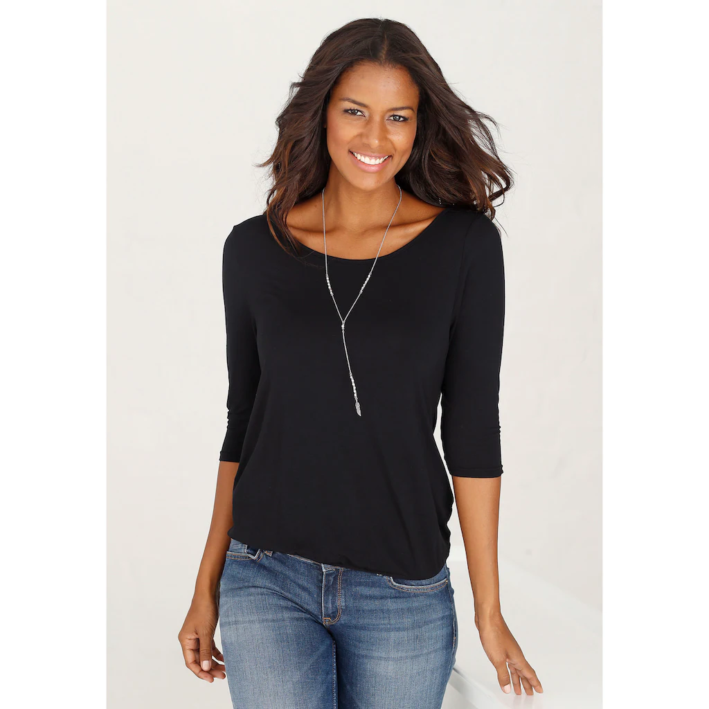 LASCANA 3/4-Arm-Shirt »mit Modischem Cut-out« (2er-Pack) Aus Weichem Viskose-Stretch