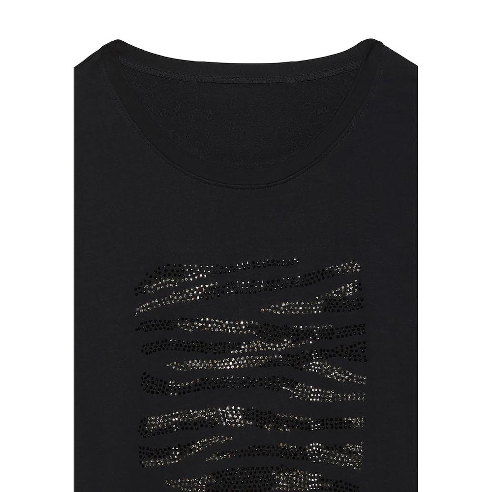 LASCANA 3/4-Arm-Shirt »mit Strass-Dessin« Aus Hochwertiger French Terry-Qualität Aus Viskose